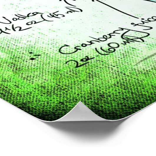 Cosmopolitan Cocktail recept poster home decor (Hoek)