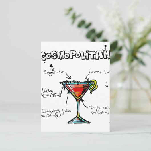 Cosmopolitan Cocktail Recipe Briefkaart (Staand voorkant)