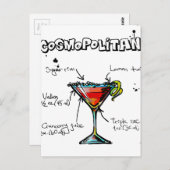 Cosmopolitan Cocktail Recipe Briefkaart (Voorkant / Achterkant)