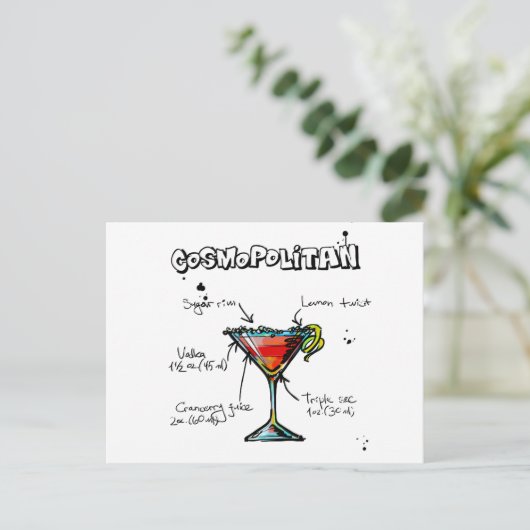 Cosmopolitan Cocktail Recipe Briefkaart (Staand voorkant)