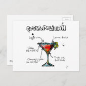 Cosmopolitan Cocktail Recipe Briefkaart (Voorkant / Achterkant)