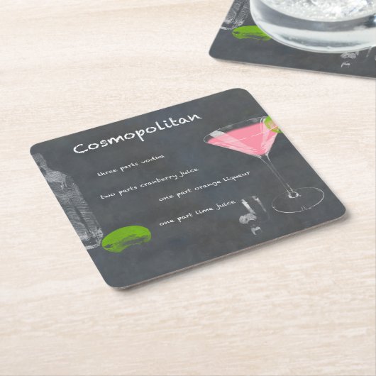 Cosmopolitan Cocktail Recipe Kartonnen Onderzetters (Schuin)