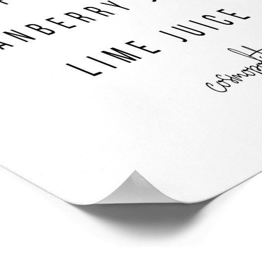 Cosmopolitan Cocktail Recipe Poster (Hoek)