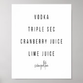Cosmopolitan Cocktail Recipe Poster (Voorkant)