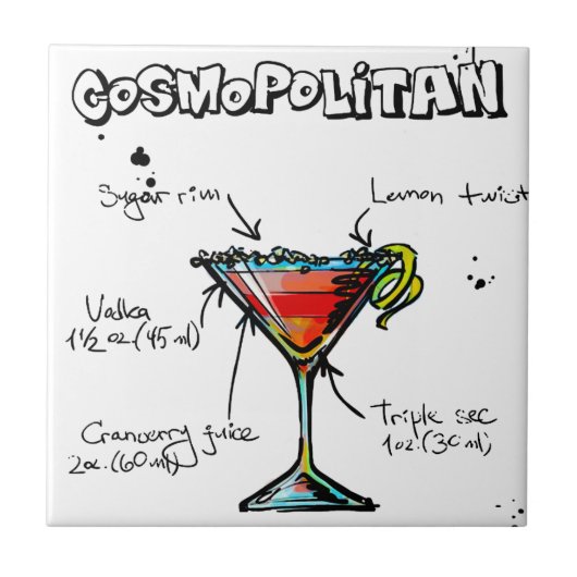 Cosmopolitan Cocktail Recipe Tegeltje (Voorkant)