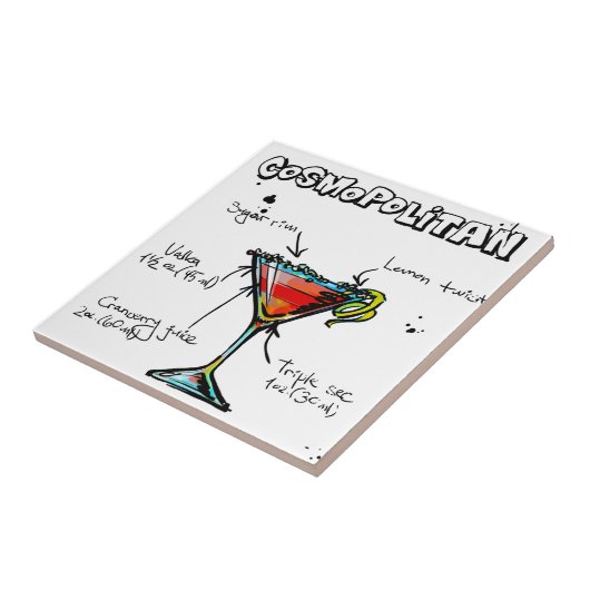 Cosmopolitan Cocktail Recipe Tegeltje (Zijkant)