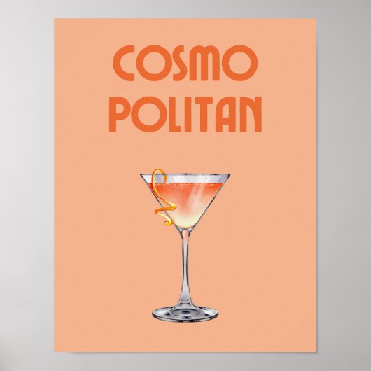 Cosmopolitan Cocktail Sinaasappel Retro Drink Post Poster (Voorkant)