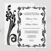Cosmopolitan Flourish Swirls Wedding Kaart (Voorkant / Achterkant)