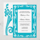 Cosmopolitan Flourish Swirls Wedding Kaart (Voorkant / Achterkant)