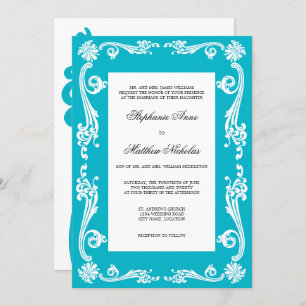Cosmopolitan Flourish Swirls Wedding Kaart