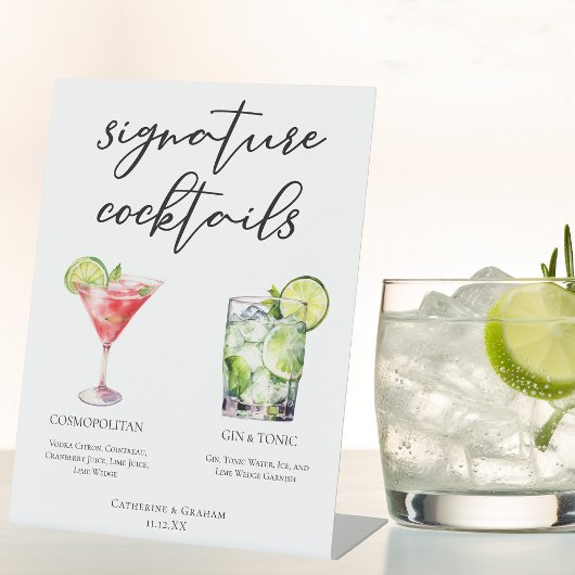 Cosmopolitan Gin & Tonic Signature Cocktails Menu Reclamebord Met Voetstuk
