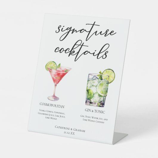 Cosmopolitan Gin & Tonic Signature Cocktails Menu Reclamebord Met Voetstuk (Voorkant)