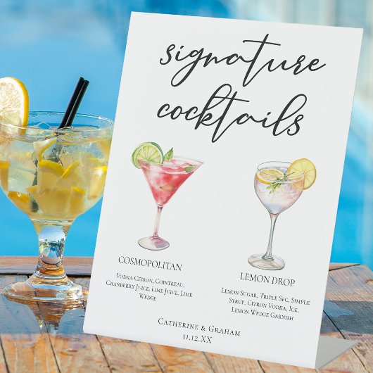 Cosmopolitan Lemon Drop Signature Cocktails Menu Reclamebord Met Voetstuk