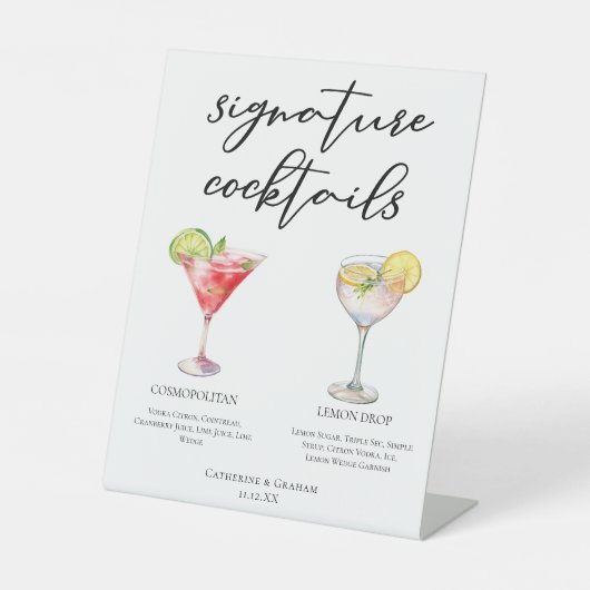 Cosmopolitan Lemon Drop Signature Cocktails Menu Reclamebord Met Voetstuk (Voorkant)