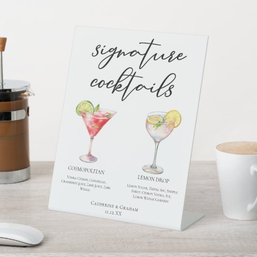 Cosmopolitan Lemon Drop Signature Cocktails Menu Reclamebord Met Voetstuk (Insitu)