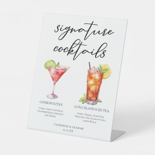 Cosmopolitan Long Island Signature Cocktails Menu Reclamebord Met Voetstuk (Voorkant)