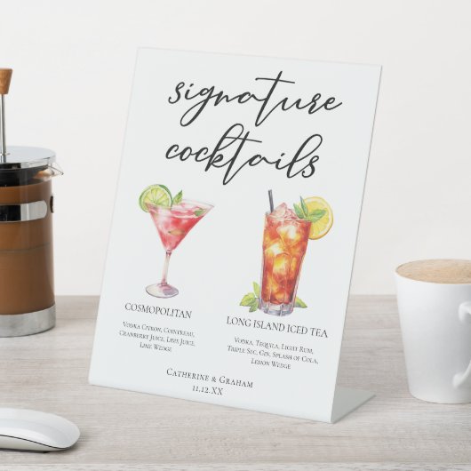 Cosmopolitan Long Island Signature Cocktails Menu Reclamebord Met Voetstuk (Insitu)