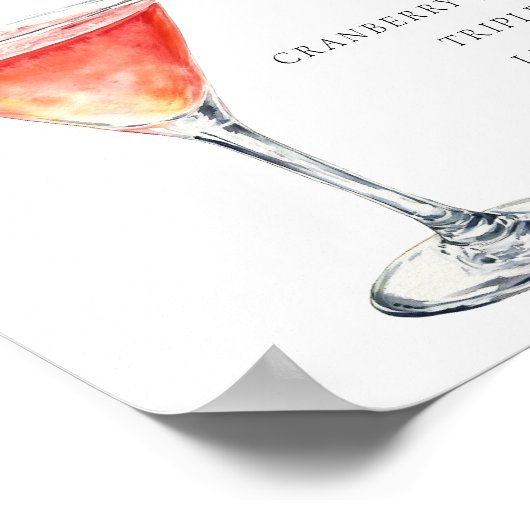 Cosmopolitan Martini Teken Handtekening Drink Poster (Hoek)