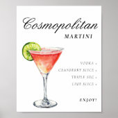 Cosmopolitan Martini Teken Handtekening Drink Poster (Voorkant)