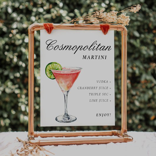Cosmopolitan Martini Teken Handtekening Drink Poster