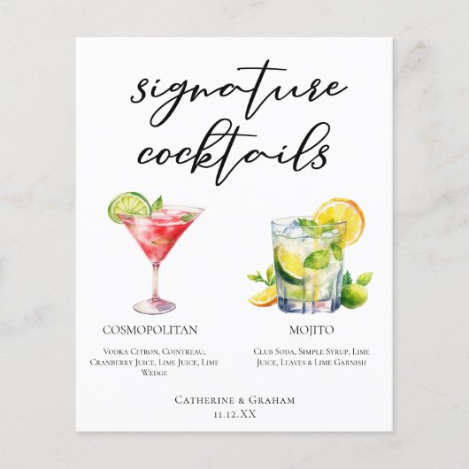 Cosmopolitan Mojito Signature Cocktails Menu (Voorkant)
