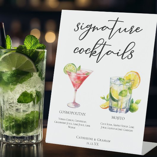 Cosmopolitan Mojito Signature Cocktails Menu Reclamebord Met Voetstuk