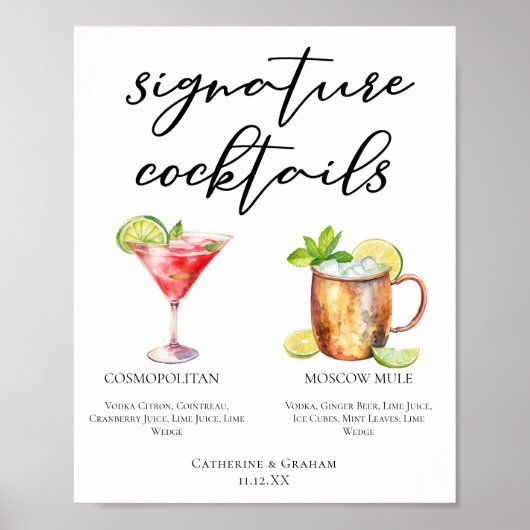 Cosmopolitan Moscow Mule Signature Cocktails Menu Poster (Voorkant)