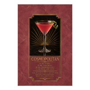 Cosmopolitan Recept Poster Bar Kunst