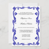 Cosmopolitan Royal Blue Flourish Swirls Wedding Kaart (Voorkant)