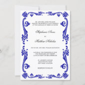 Cosmopolitan Royal Blue Flourish Swirls Wedding Kaart (Voorkant)
