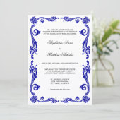 Cosmopolitan Royal Blue Flourish Swirls Wedding Kaart (Staand voorkant)
