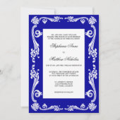 Cosmopolitan Royal Blue Flourish Swirls Wedding Kaart (Voorkant)