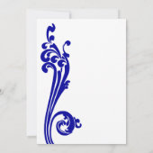 Cosmopolitan Royal Blue Flourish Swirls Wedding Kaart (Achterkant)