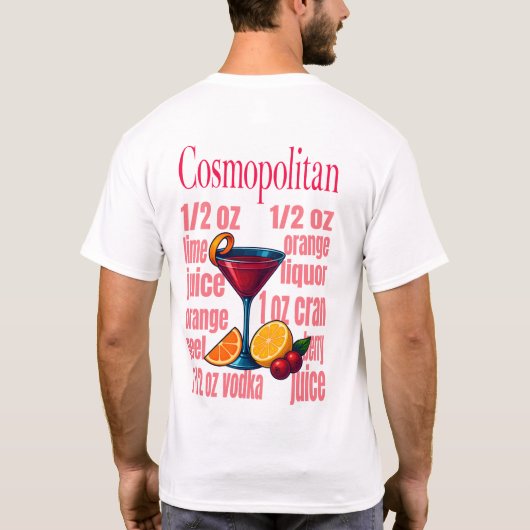 Cosmopolitan T-Shirt – Chic Pink Martini Cocktail (Achterkant)