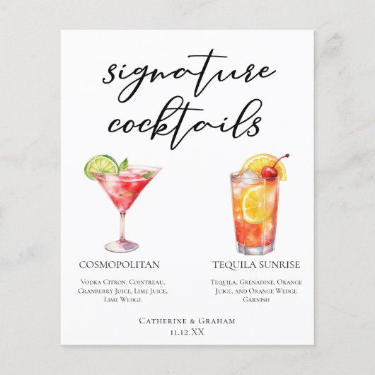 Cosmopolitan Tequila Sunrise Cocktails Menu (Voorkant)