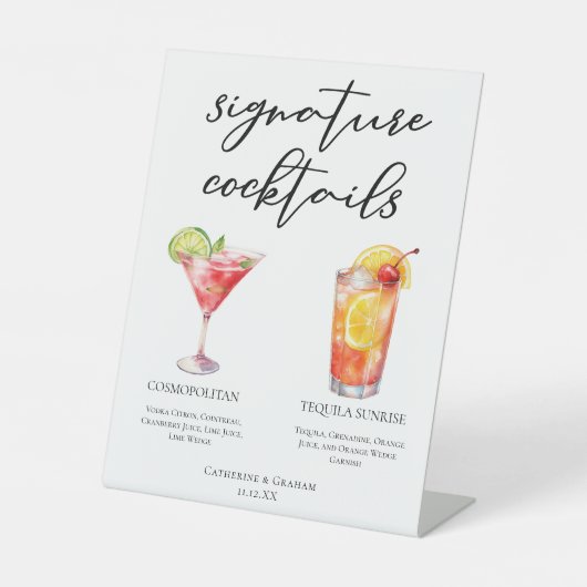 Cosmopolitan Tequila Sunrise Cocktails Menu Reclamebord Met Voetstuk (Voorkant)