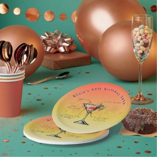 Cosmopolitan Verjaardagsfeest Papieren Borden Bordje (Multi)