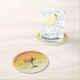 Cosmopolitan Verjaardagsfeest Ronde Kartonnen Onderzetter