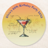 Cosmopolitan Verjaardagsfeest Ronde Kartonnen Onderzetter (Voorkant)