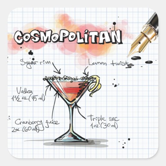 Cosmopolitan Vierkante Sticker (Voorkant)