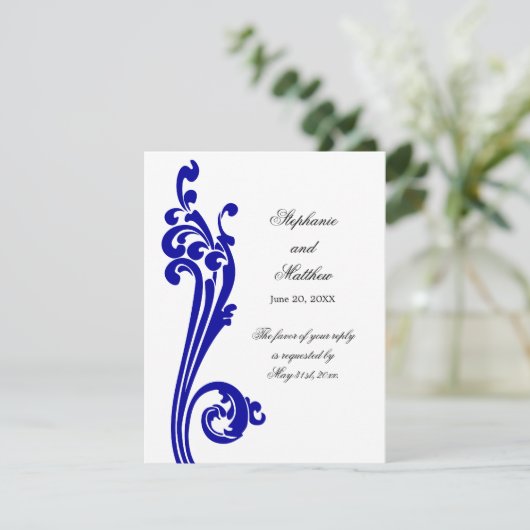 Cosmopolitische bloei en krullen RSVP Kaart (Staand voorkant)