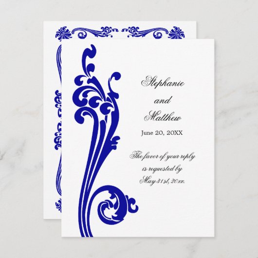 Cosmopolitische bloei en krullen RSVP Kaart (Voorkant / Achterkant)