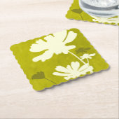 Cosmos Bloemen Silhouet Lime Groen Zomer Home Kartonnen Onderzetters (Gebogen)