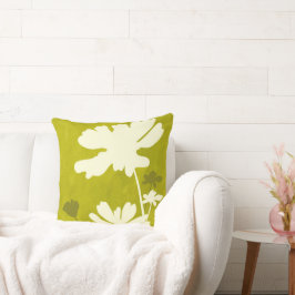 Cosmos Bloemen Silhouet Lime Groen Zomer Home Kussen
