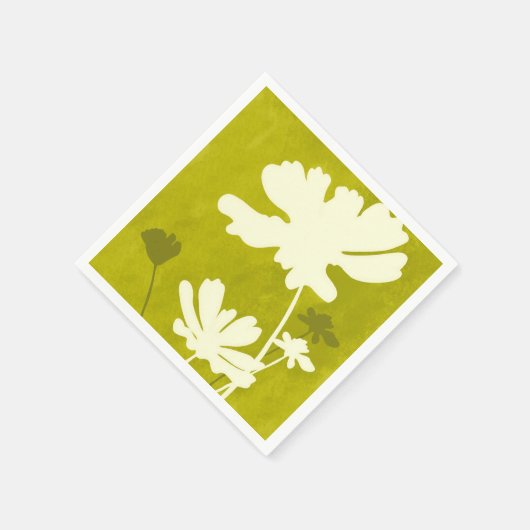 Cosmos Bloemen Silhouet Lime Groen Zomer Home Servet (Hoek)