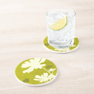 Cosmos Bloemen Silhouet Lime Groen Zomer Home Zandsteen Onderzetter