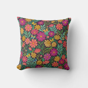 Cosmos Bloemen Worpkussen – Folk Art Design Kussen