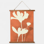 Cosmos Bloemensilhouet met oranje achtergrond Hangend Wandkleed (Voorkant)