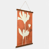 Cosmos Bloemensilhouet met oranje achtergrond Hangend Wandkleed (Gebogen)