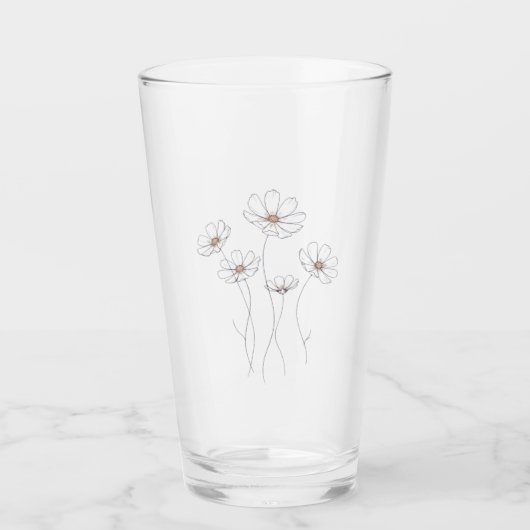 cosmos bloemontwerp - Minimalistische fijne lijn  Glas (Voorkant)